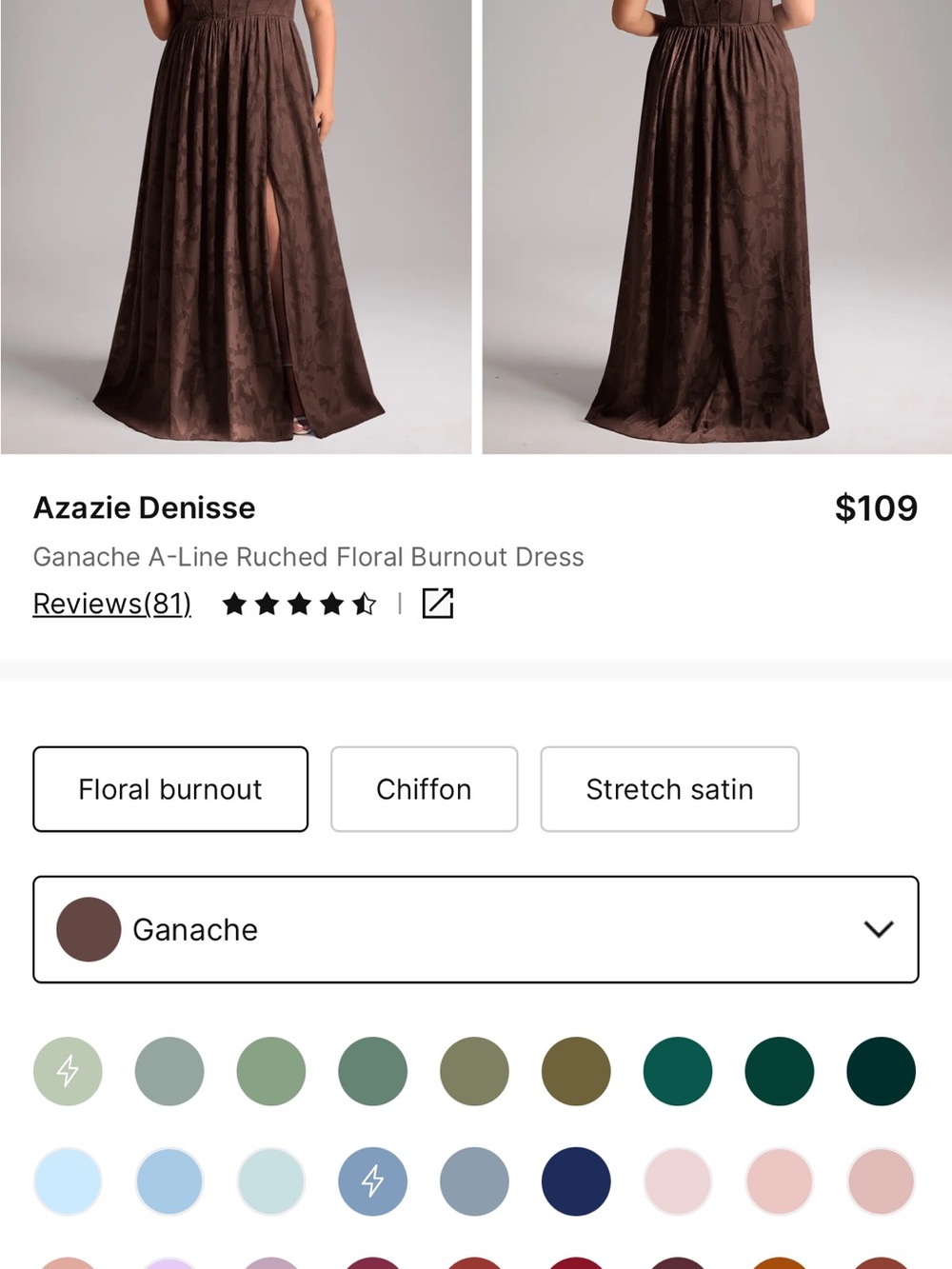 Azazie Ganache Floral Burnout A-Line Dress in Brown